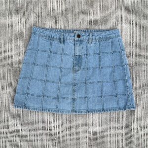 Denim Checkered Mini Skirt